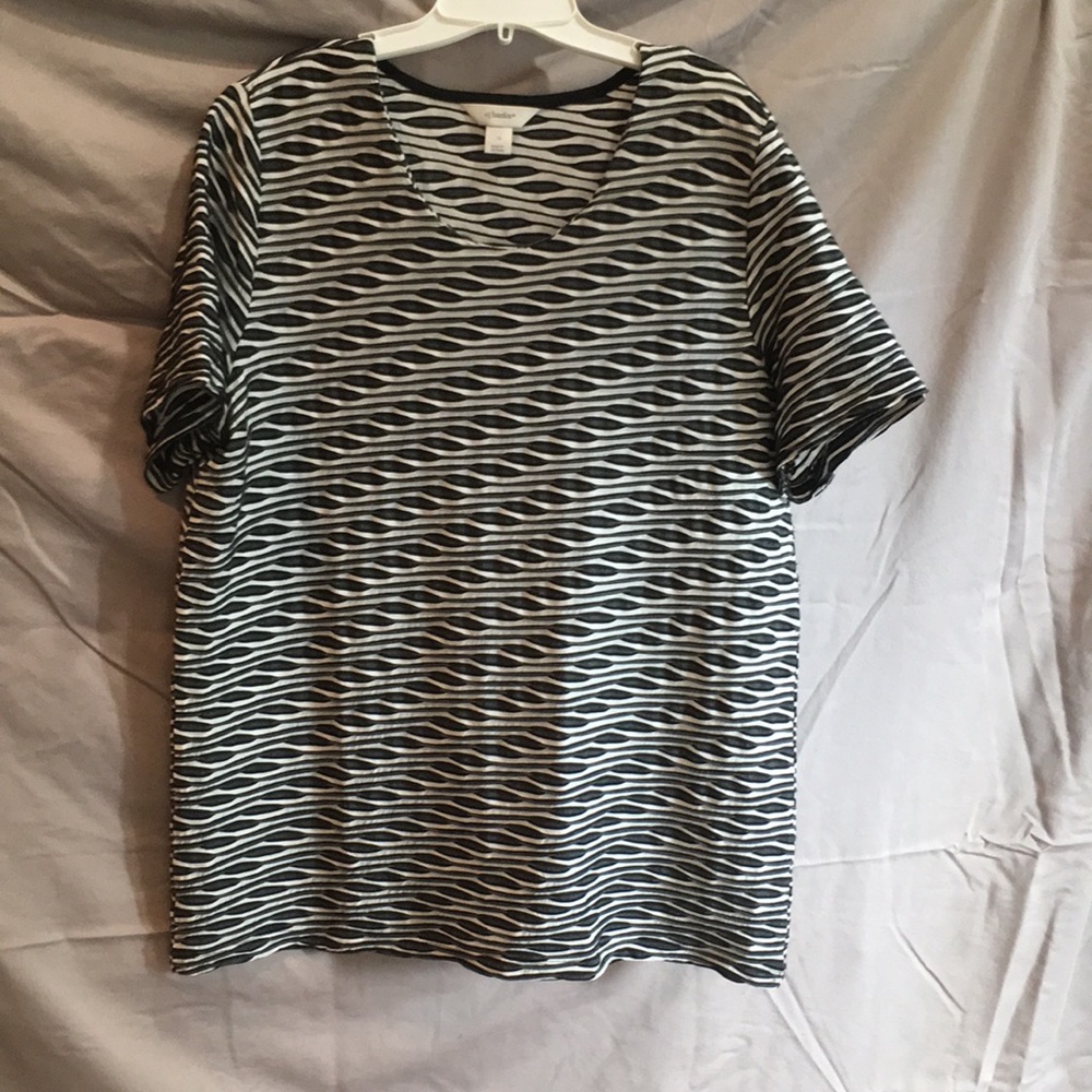 NWOT CJ Banks Black/Gray/White Top 1X